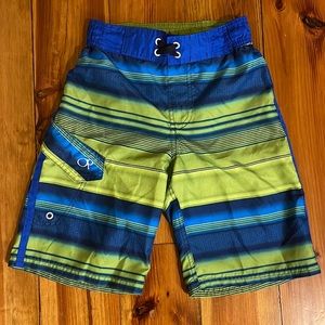 Op Boys Size 8 (M) Blue/ Green Swim Trunks
